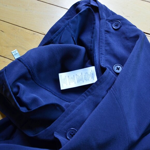 Joie Genesa 100% Silk Wide Leg Button Top Cutoff Capri Comfy Pants Blue Size 10 - Picture 6 of 8